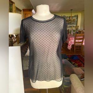 Victoria’s Secret mesh black polkadot top (size large)